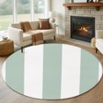 Libary Rugs 6ft Round Rug, Light Green Striped Non-Skid Rubber Backing Large Area ...