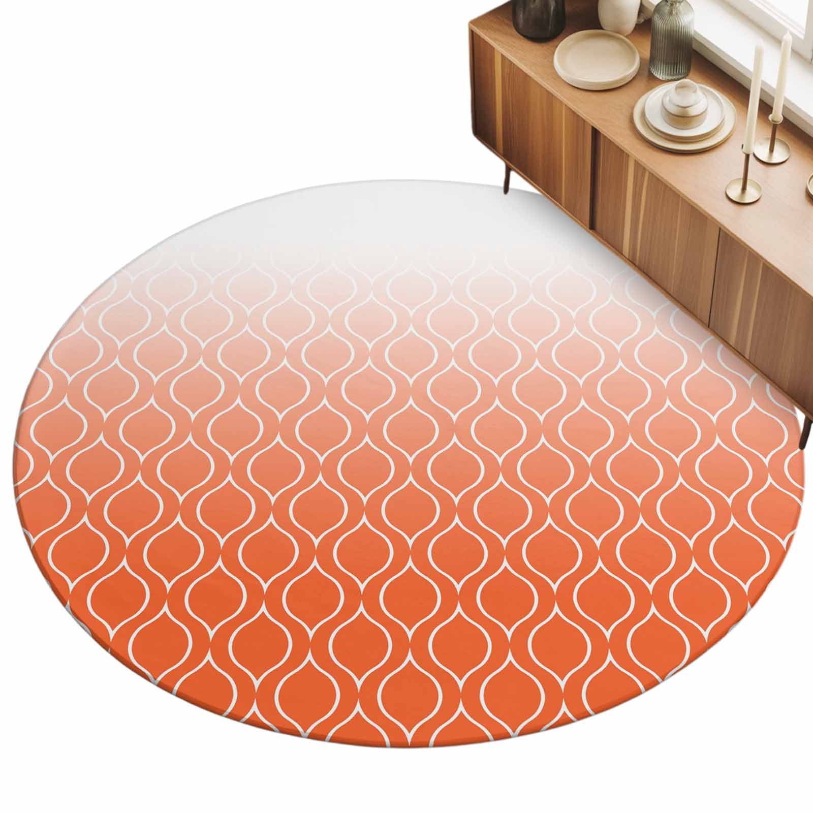 6ft Round Rug Morocco Orange Area Rugs for Living Room Bedroom Washable ...