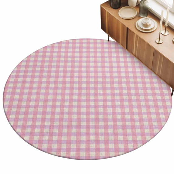 6ft Round Rug Pink Area Rugs for Living Room Bedroom Washable Non Slip ...