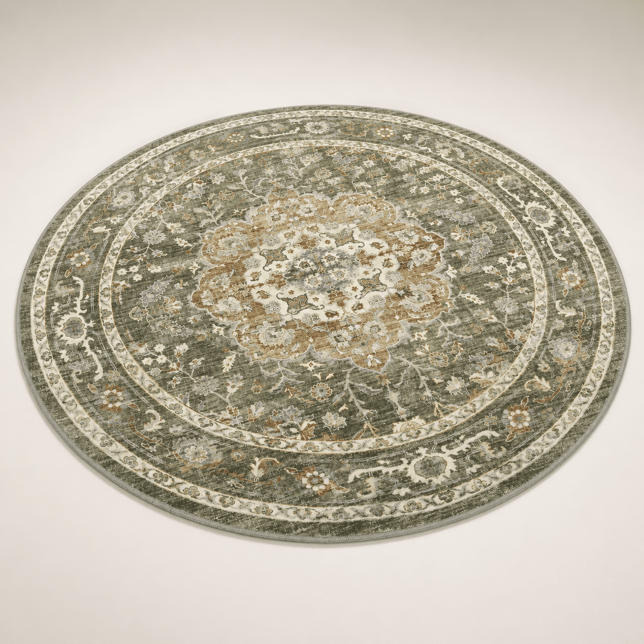 Round Offfice Rugs 6ft Round Rug Rugs For Living Room Soft Olive Circlehine Washable ...