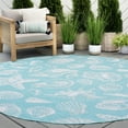 thumbnail image 1 of 6ft Round Water Resistant, Indoor Outdoor Rugs for Patios, Front Door Entry, Entryway, Deck, Porch, Balcony | Outside Area Rug for Patio | Aqua, Coastal | Size: 5'3'' Round, 1 of 6