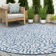 thumbnail image 1 of 6ft Round Water Resistant, Indoor Outdoor Rugs for Patios, Front Door Entry, Entryway, Deck, Porch, Balcony | Outside Area Rug for Patio | Blue, Floral | Size: 5'3'' Round, 1 of 6