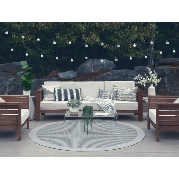 6ft Round Water Resistant, Indoor Outdoor Rugs for Patios, Front Door Entry, Entryway, Deck, Porch, Balcony | Outside Area Rug for Patio | Charcoal, Solid | Size: 5'1'' Round