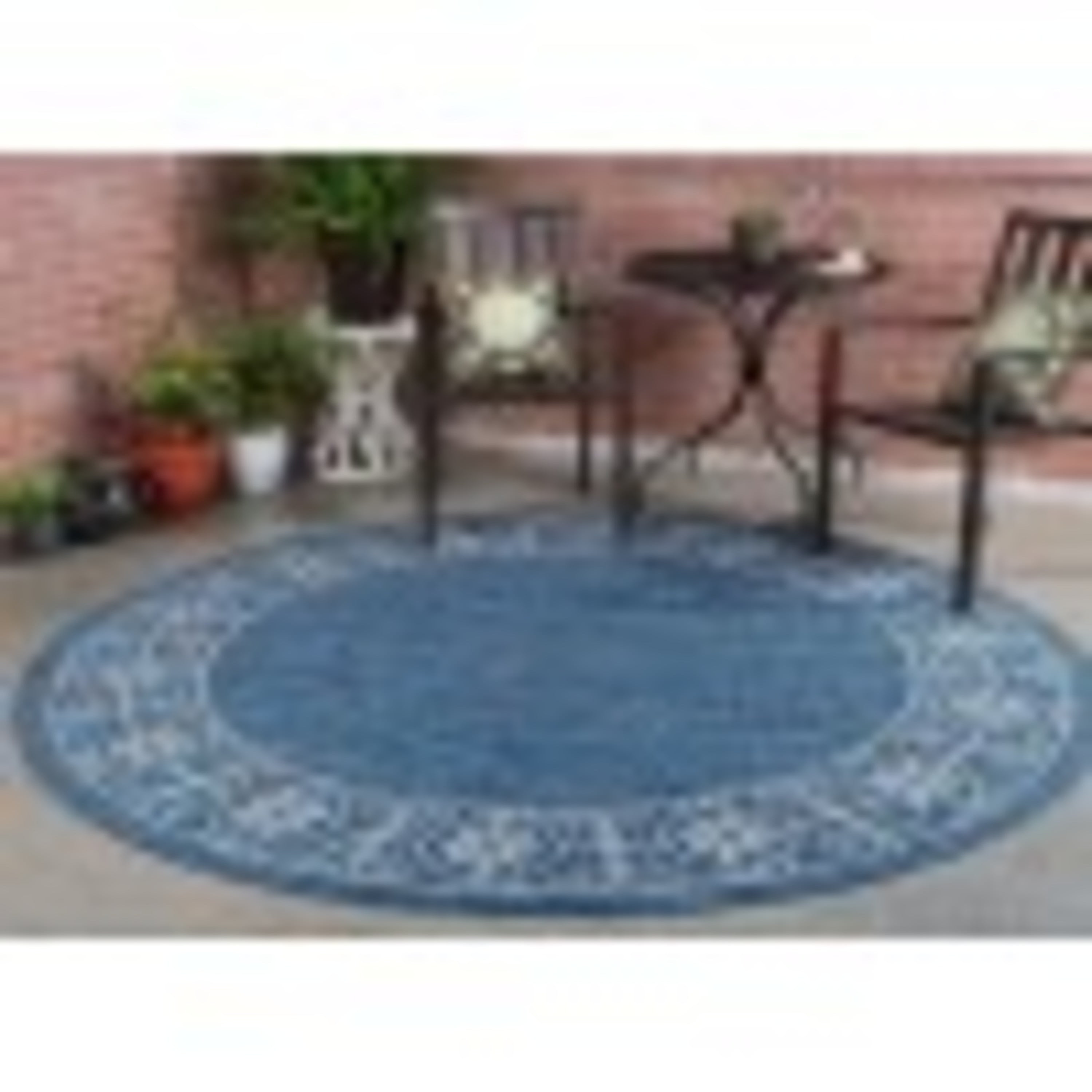 6ft Round Water Resistant, Indoor Outdoor Rugs for Patios, Front Door