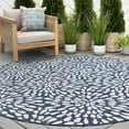 thumbnail image 1 of 6ft Round Water Resistant, Indoor Outdoor Rugs for Patios, Front Door Entry, Entryway, Deck, Porch, Balcony | Outside Area Rug for Patio | Navy, Floral | Size: 5'3'' Round, 1 of 6