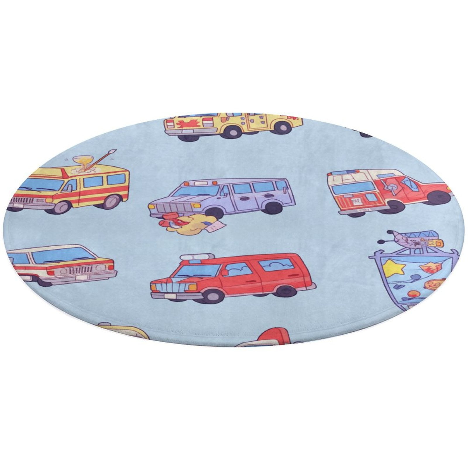 6ft Rug for Kids Room Playroom Nursery Bedroom Fire Engine Car Truck ...