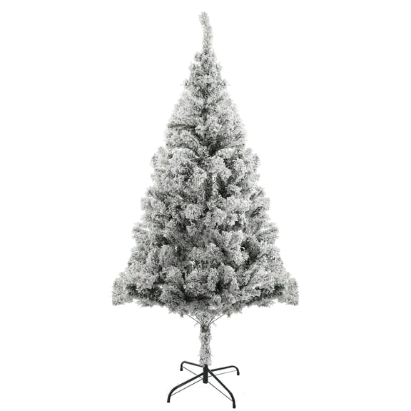 6ft Slim White Flocked Christmas Tree, Narrow Pencil Snow Tree for Small Spaces, 180cm Artificial Holiday Tree with Reinforced Base & Easy Assembly