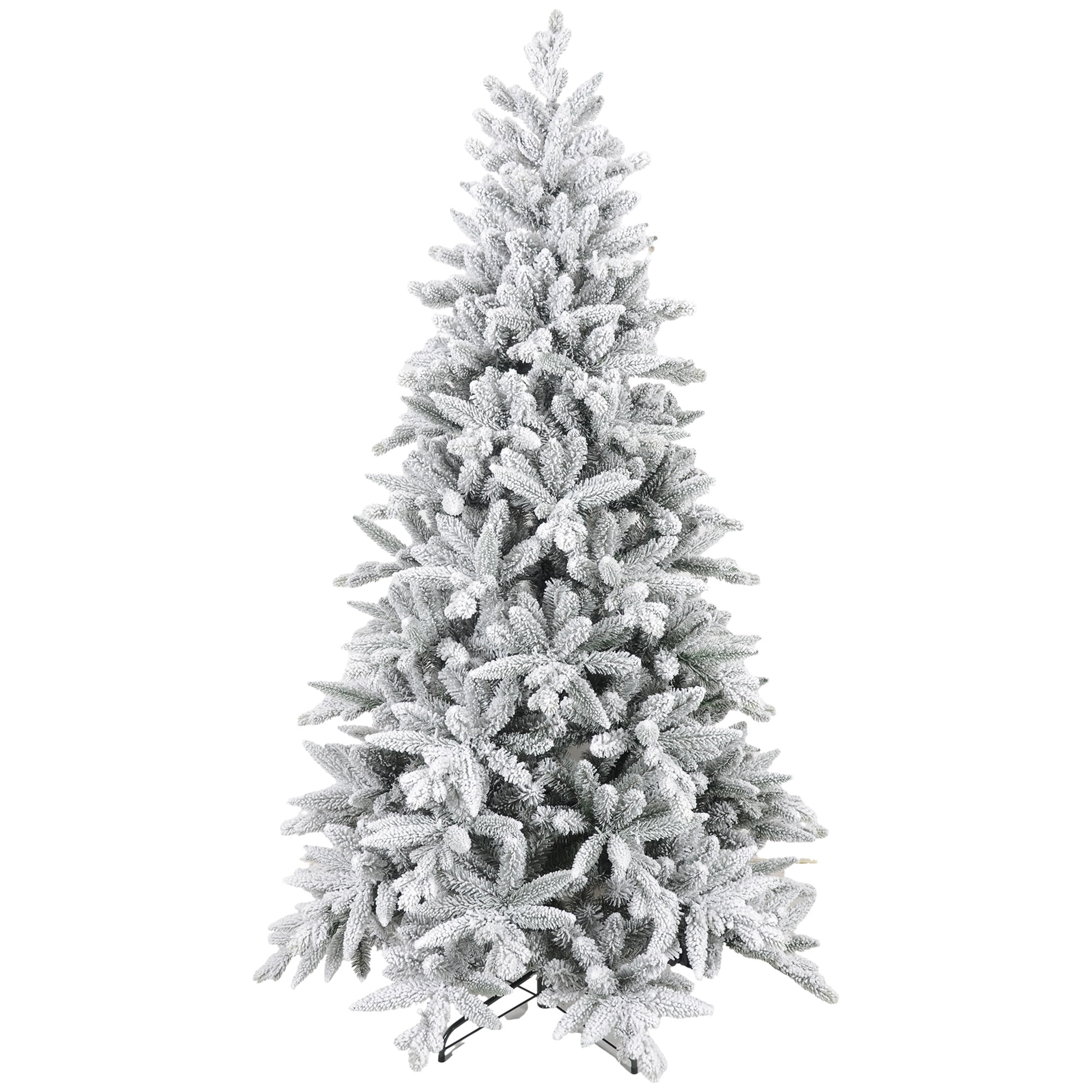 6ft Snow Flocked Christmas Tree 994 Tips Quick Setup Flame Retardant Indoor Holiday Decor