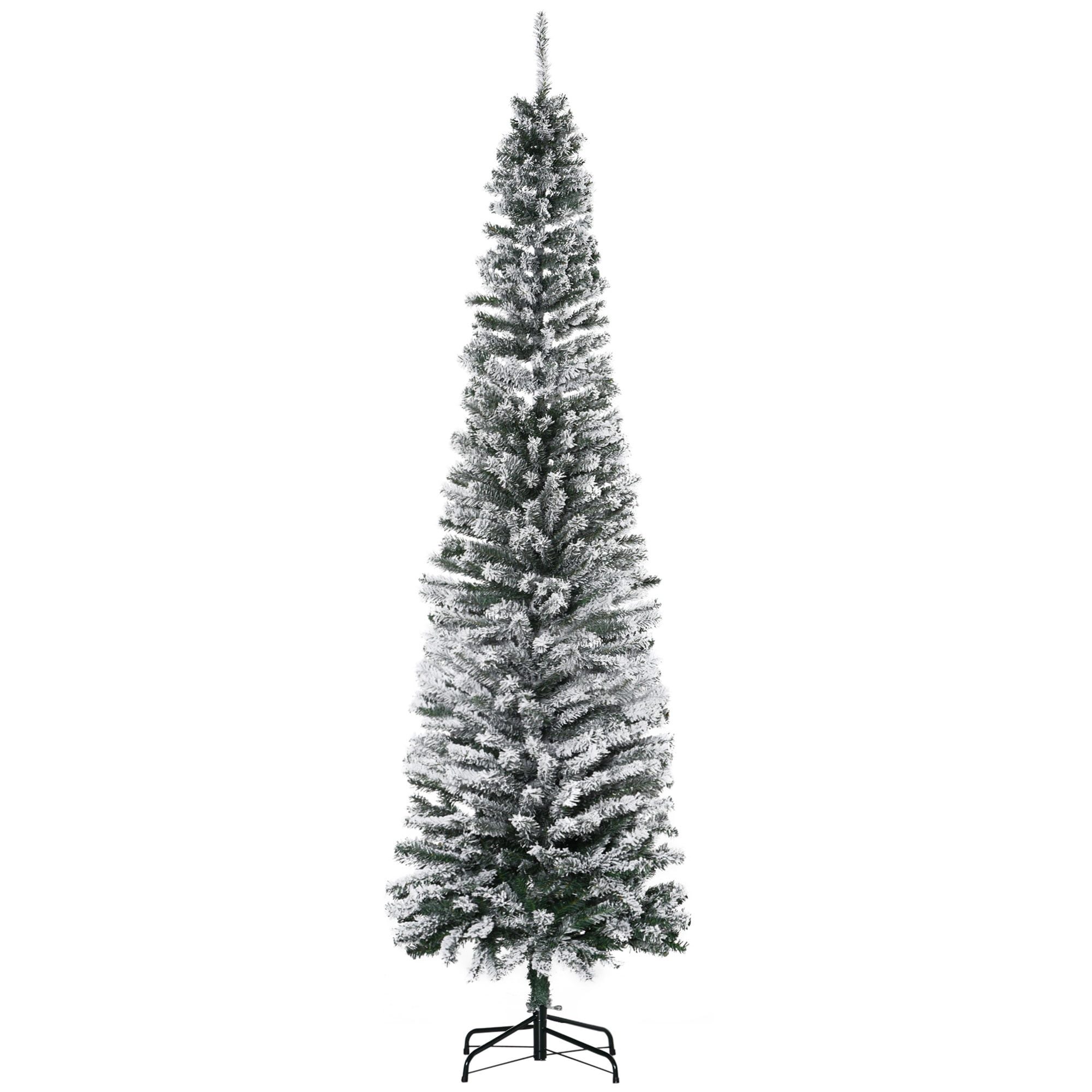 6ft Snow Flocked Christmas Tree Full Branch Tips Metal Stand Easy Assembly Indoor Decor