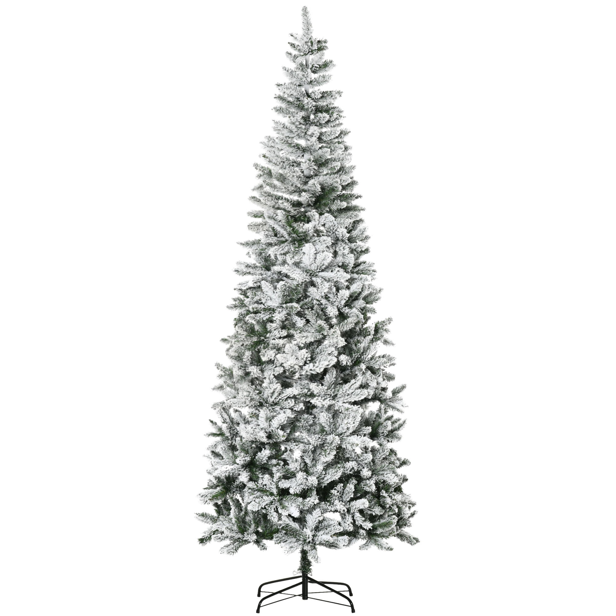 6ft Snow Flocked Pencil Christmas Tree Full Branch Tips Metal Stand Small Space Holiday Decor