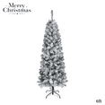 thumbnail image 1 of 6ft Snow-Flocked Pencil Christmas Tree – Slim Artificial Xmas Tree for Small Spaces, Easy Setup, PVC Branches with Iron Stand (Snowy Green), 1 of 7