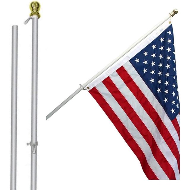 6ft Spinning Flag Pole Silver