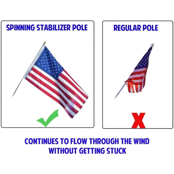 6ft Spinning Flag Pole White