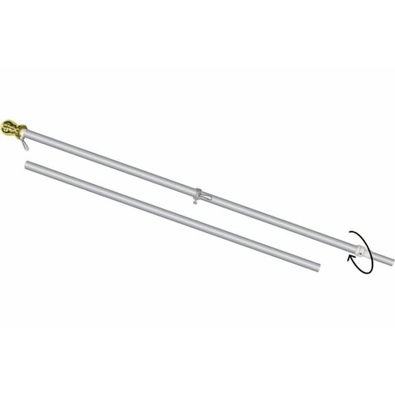 6ft Spinning Silver No Tangle Spinning Wall Mount Flagpole