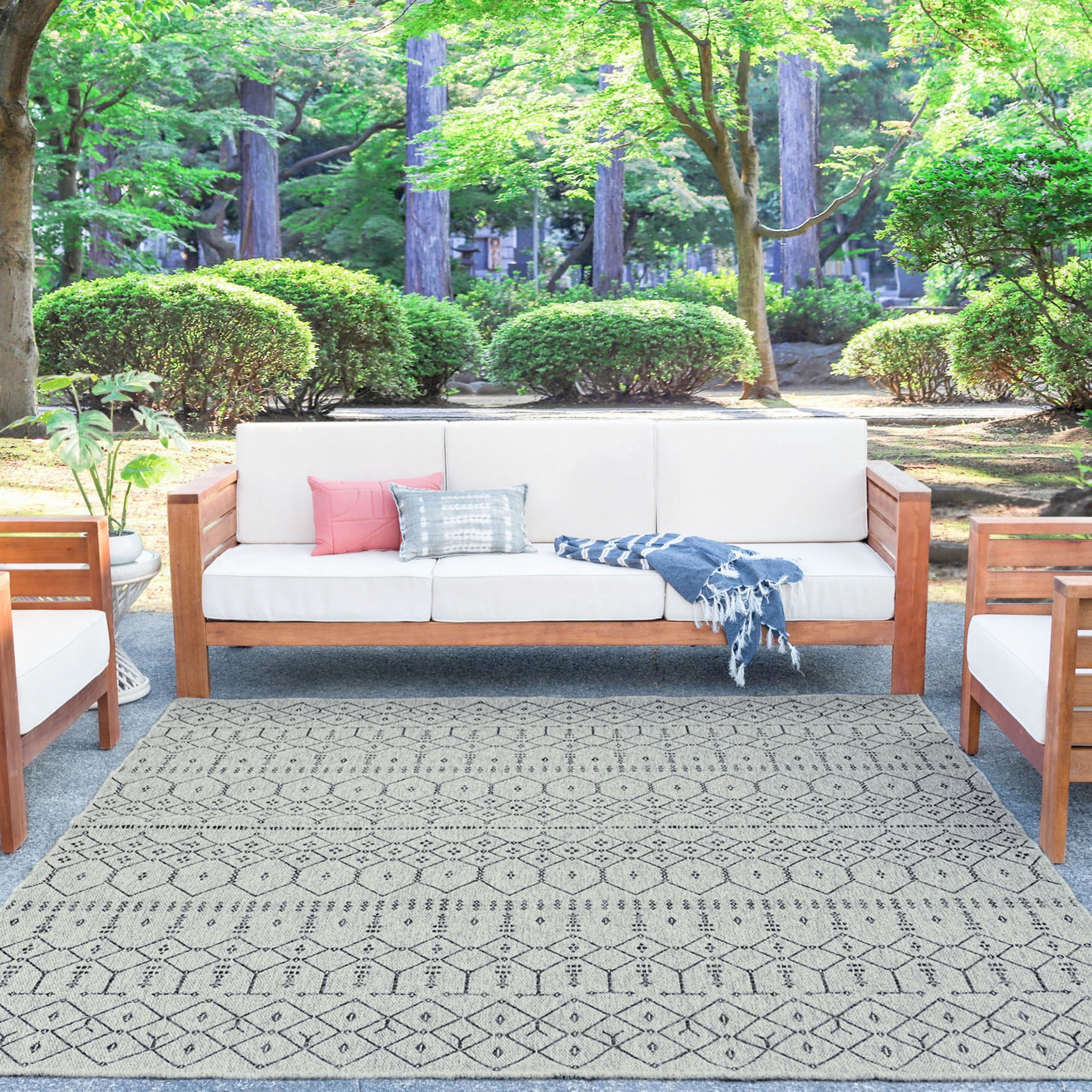 6ft Square Water Resistant, Indoor Outdoor Rugs for Patios, Front Door Entry, Entryway, Deck, Porch, Balcony | Outside Area Rug for Patio | Charcoal, Solid | Size: 5'1'' Square