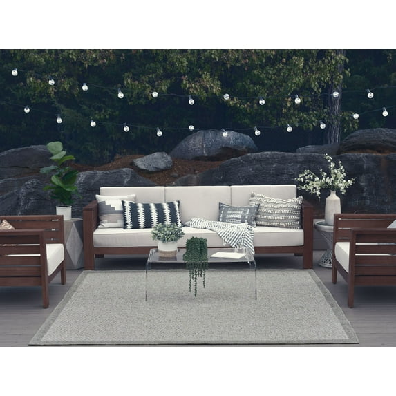 6ft Square Water Resistant, Indoor Outdoor Rugs for Patios, Front Door Entry, Entryway, Deck, Porch, Balcony | Outside Area Rug for Patio | Gray, Solid | Size: 5'1'' Square