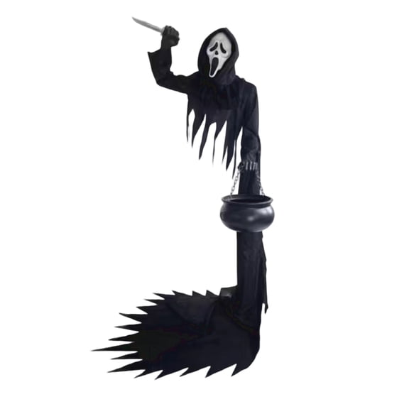 6ft Standing Ghost Halloween Outdoor Decoration Porch Prop Retractable Scary Mask Floating Tattered Fabric