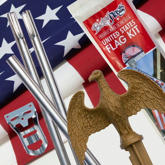 6ft Steel Betsy Flags American Flag Kit, Printed Polycotton US Flag and Mounting Hardware