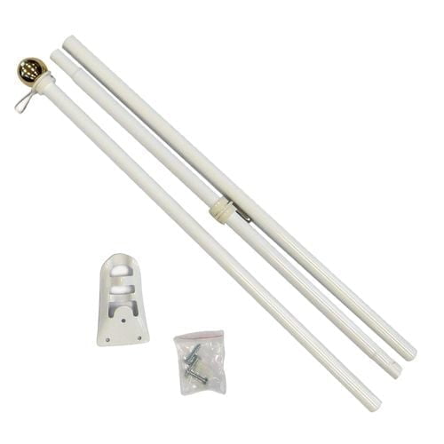 6ft Steel White (Ball Top) Wall Mount Flag Pole