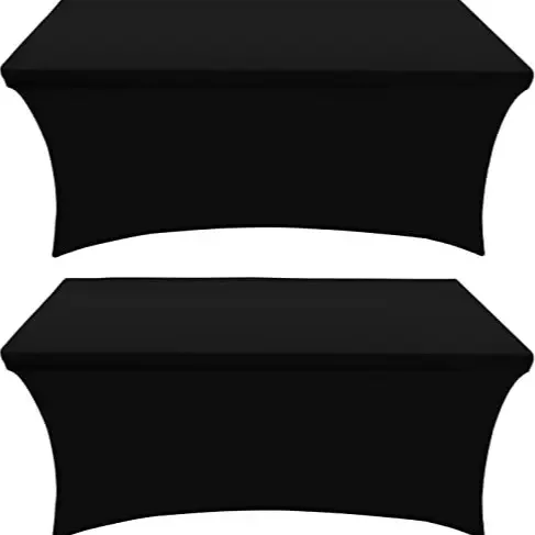 H&D Spandex Tablecloth 6ft - 2 Pack, Fitted and Stretch Table Cover for Rectangle Tables, Wrinkle-Resistant and Secure Fabric for Outdoor, Picnic, Party, Wedding, Banquet and Birthday, Black