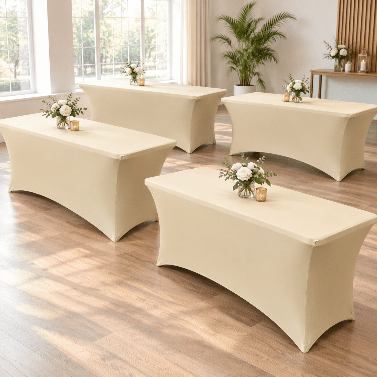 6ft Stretch Spandex Table Cover 4 Pack Champagne - Walmart.com