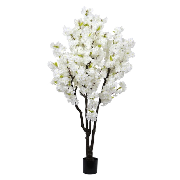 TOARTi Cherry Blossom Artificial Tree Handmade White Flowers with Faux Silk Leaves Indoor Outdoor Decor for Home Office Spring Party Wedding 6 ft
