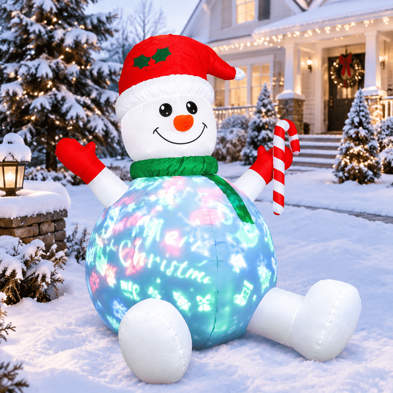 Rojection Formula 6ft Tall Christmas Snowman Inflatable Outdoor Yard Decoration with ...