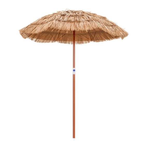 6ft Thatched Patio Umbrella, Tilt & Portable Beach Umbrella, PP Thatch Outdoor Umbrella with Carrying Bag, UV Protection for Garden, Yard, Beach, Pool