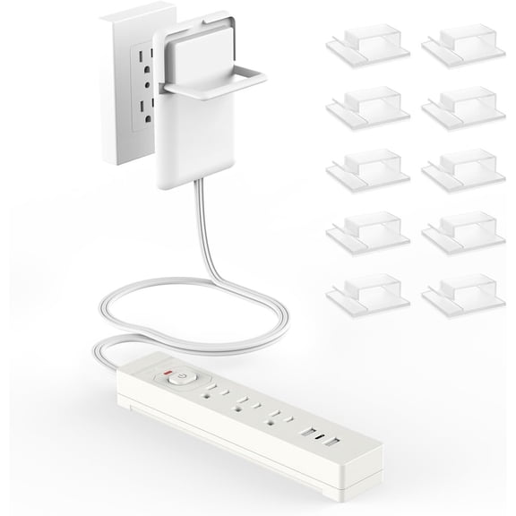 6ft -Thin Flat Plug Power Strip with Outlet Concealer - 3 AC Outlets & 3 Ports, 1650W Slim Desk & Wall Extender for Tight Spaces, Cords, White