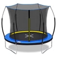 thumbnail image 1 of 6ft Trampoline for Kids and Adults, Springless Trampoline with Curved Fiberglass Poles, Elastic Ropes Recreational Trampoline with Inner Safety Net for Indoor and Outdoor, Blue, 1 of 9