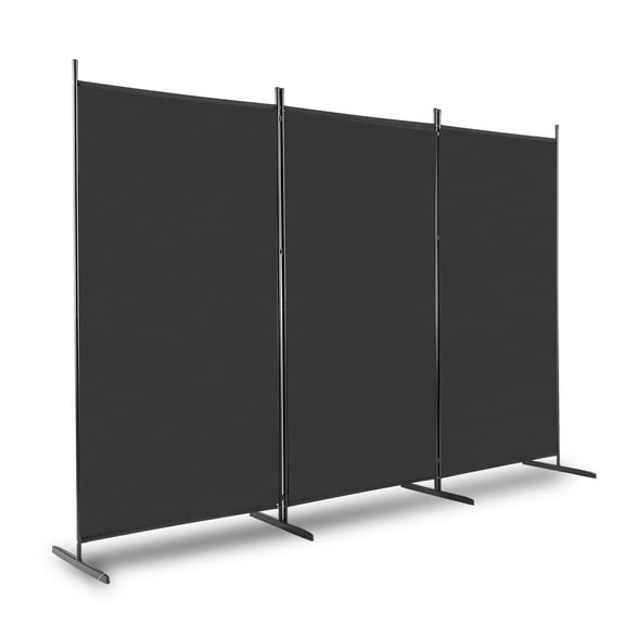 6ft Triple-Fold Black Screen with 160g Polyester Fabric, Plastic Feet, and Carbon Steel Frame