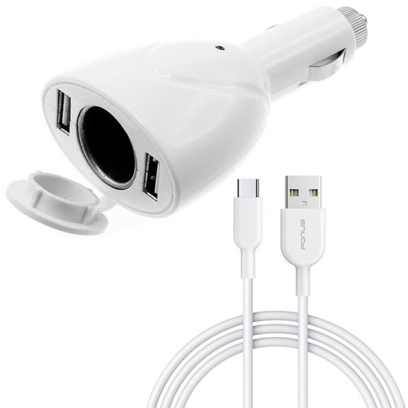 6ft Type-C Cable 2-Port USB Charger for Cricket Icon 6/5/4/3 - Power Cord DC Socket Splitter USB-C Wire Adapter