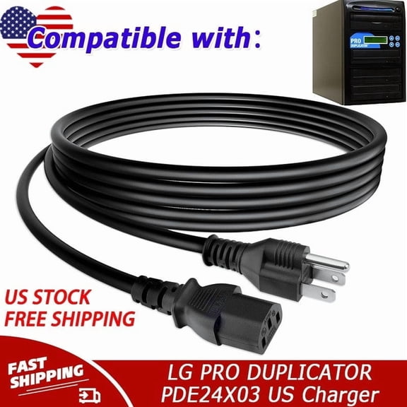 6ft UL AC/DC Power Cord Cable Lead Compatible with LG PRO DUPLICATOR PDE24X03 US
