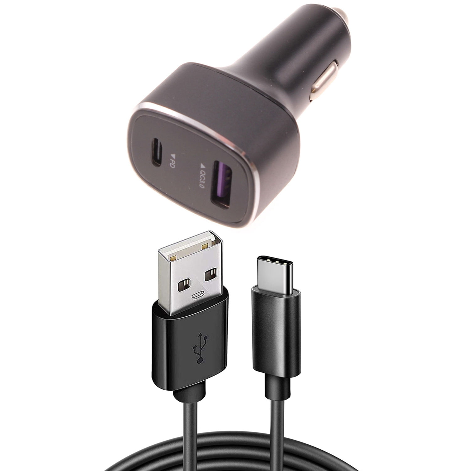 6ft USB-C Cable 36W PD Fast Car Charger for iPhone 16/Pro/Max/Plus - 2-Port Long Cord Power Adapter Type-C Wire DC Socket for iPhone 16/Pro/Max/Plus