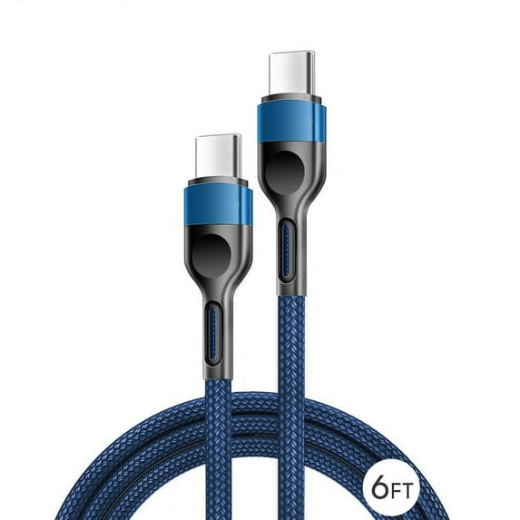 6ft USB C to USB-C Cable, USB Type C Charger Cord Fast Charging USB C Cable for Samsung Galaxy S22/S22+, S21/S21+ Ultra 5G, S20/S20+ Ultra 5G, Note 20/10, Pixel, Universal (Blue)