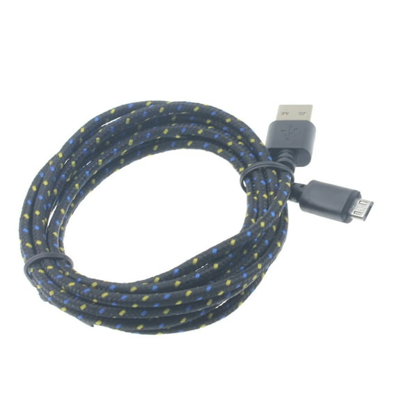 6ft USB Cable for Arlo Pro / Pro 2 Security Cameras - MicroUSB Charger Cord Power Wire Long Sync Braided Fast Charge Black Compatible With Arlo Pro and Pro 2 Models