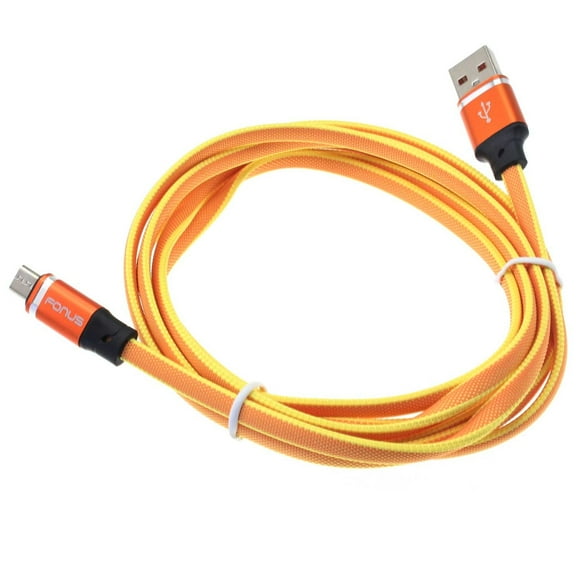 6ft USB Cable for Arlo Pro / Pro 2 Security Cameras - Orange MicroUSB Charger Cord Power Wire Long Braided Fast Charge Sync Compatible With Arlo Pro and Pro 2 Models