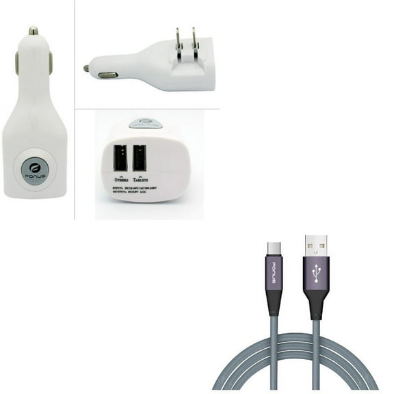 6ft USB Cable + Car Home Charger for Samsung Galaxy Z Fold4/Fold 3 5G/Flip4 Phones - Type-C Charger Cord Power Wire and 2-Port USB 2-in-1 Power Adapter Combo