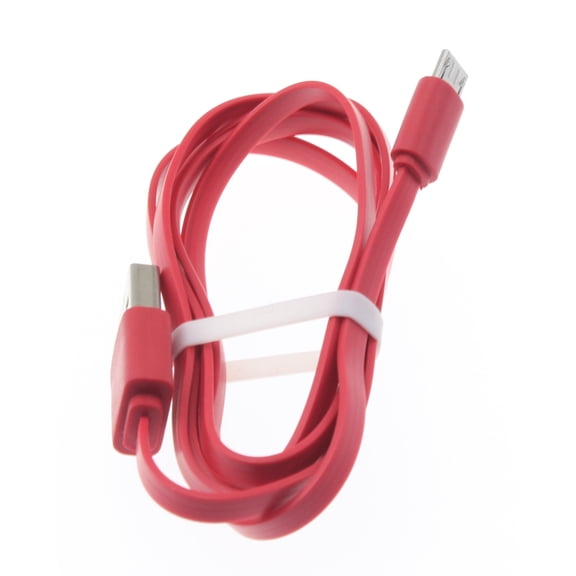 6ft USB Cable Compatible With Amazon Kindle Oasis (2019 release) - MicroUSB Charger Cord Power Wire Sync Flat Red Fast Charge
