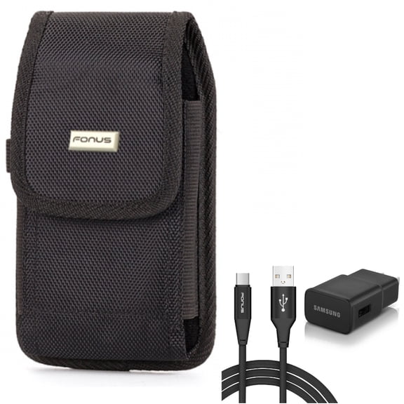 6ft USB Cable Type-C Fast Home Charger with Holster Swivel Case Belt Clip for Samsung Galaxy S22 Ultra S21 Ultra XCover Pro S9 Plus S8 Plus S20 Plus S10 Plus Fan Edition 5G UW FE 5G Note 9 8