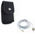 thumbnail image 1 of 6ft USB Cable w Case Belt Clip for iPhone XR - Charger Cord Power Wire Long Sync, Rugged Holster Canvas Cover Pouch Compatible With iPhone XR, 1 of 5