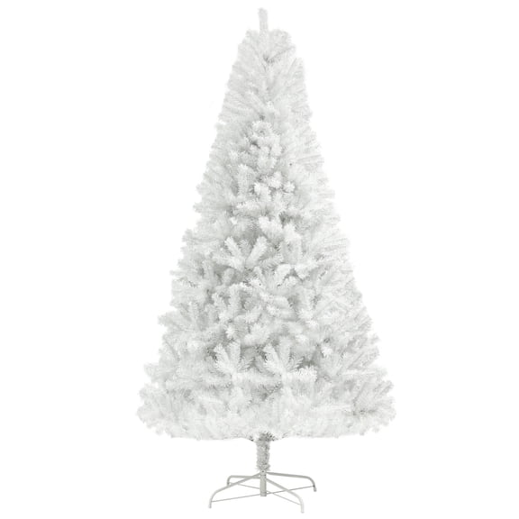 6ft Unlit Artificial White Christmas Tree, Holiday Decor with 1000 Branch Tips, Auto Open and Steel Base