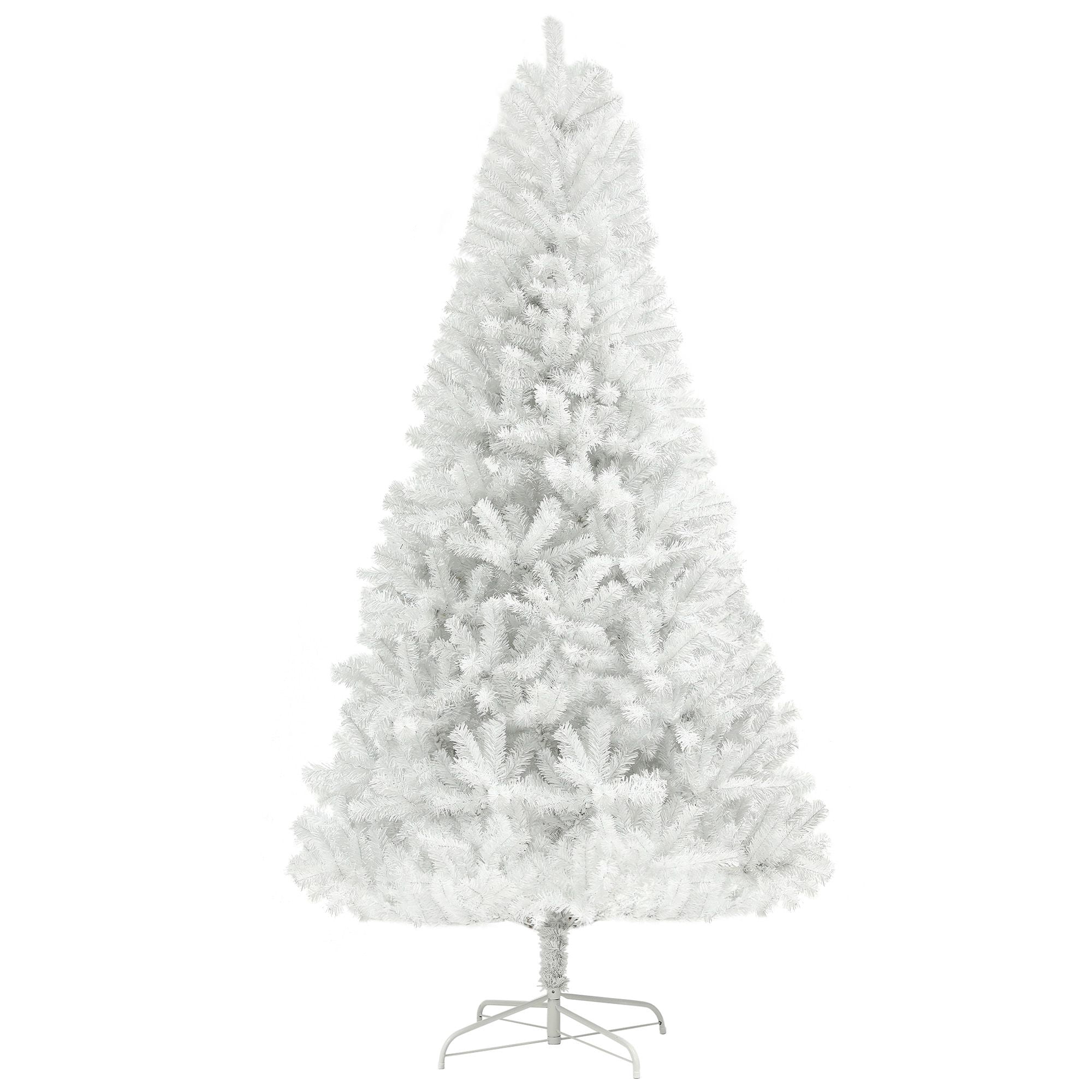 6ft Unlit Artificial White Christmas Tree, Holiday Decor with 1000 Branch Tips, Auto Open and Steel Base
