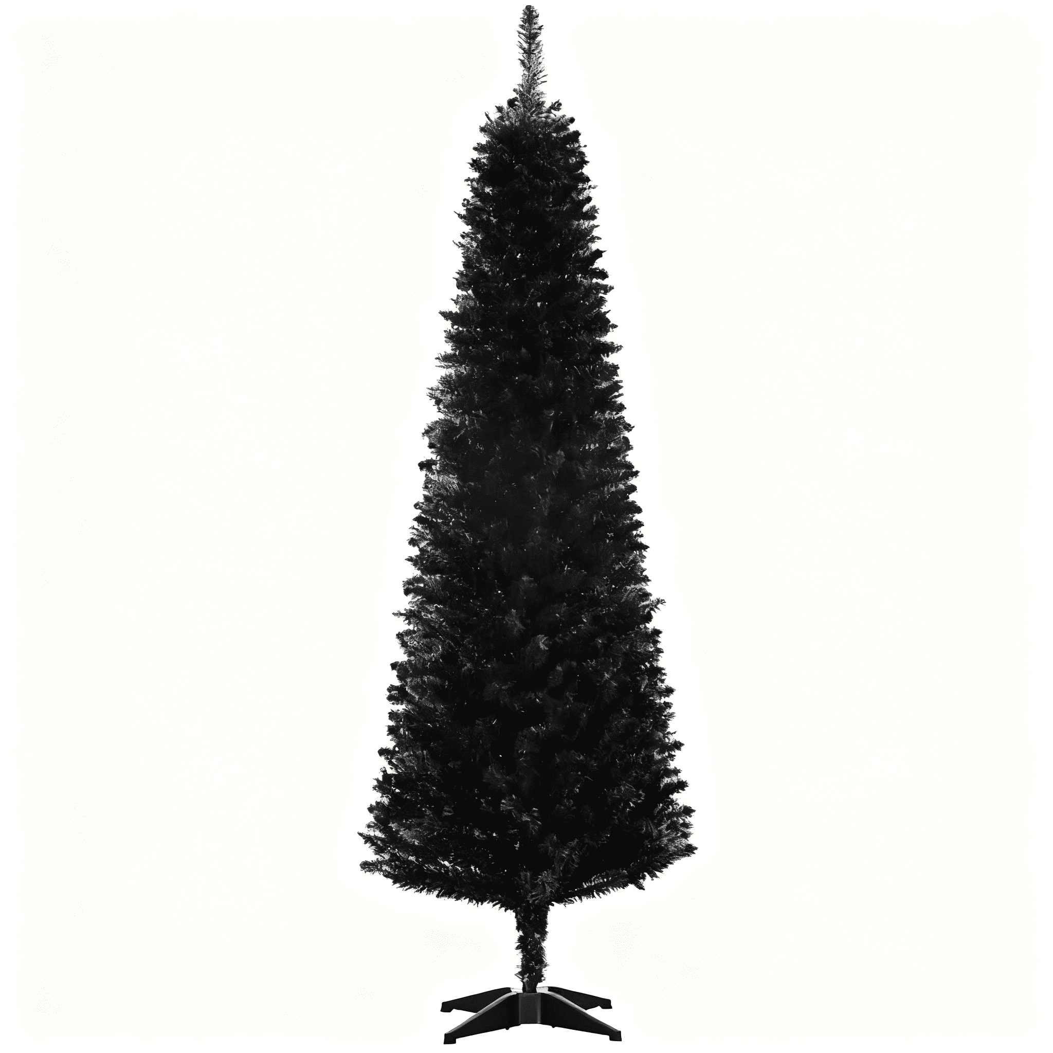 6ft Unlit Black Pencil Christmas Tree 390 Tips Easy Assembly Plastic Base Small Space Holiday Decor
