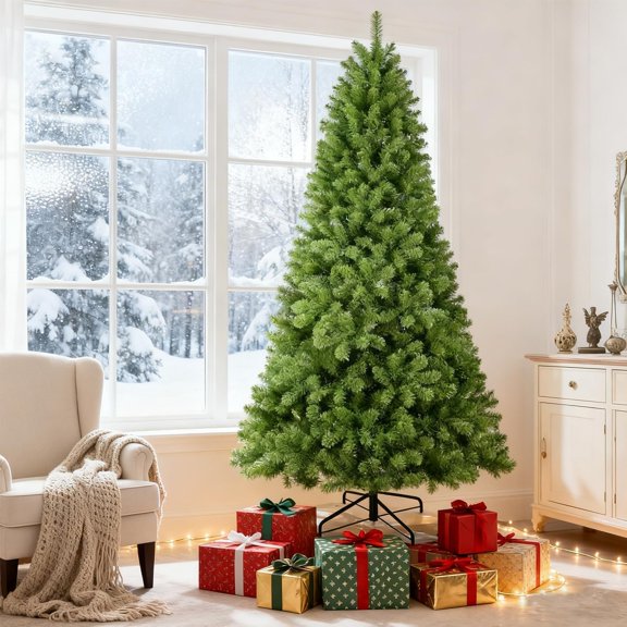 6ft Unlit Christmas Tree, Artificial Xmas Tree with 760 PVC Tips & Stand, Easy Assembly for Home, Office, Party Festival