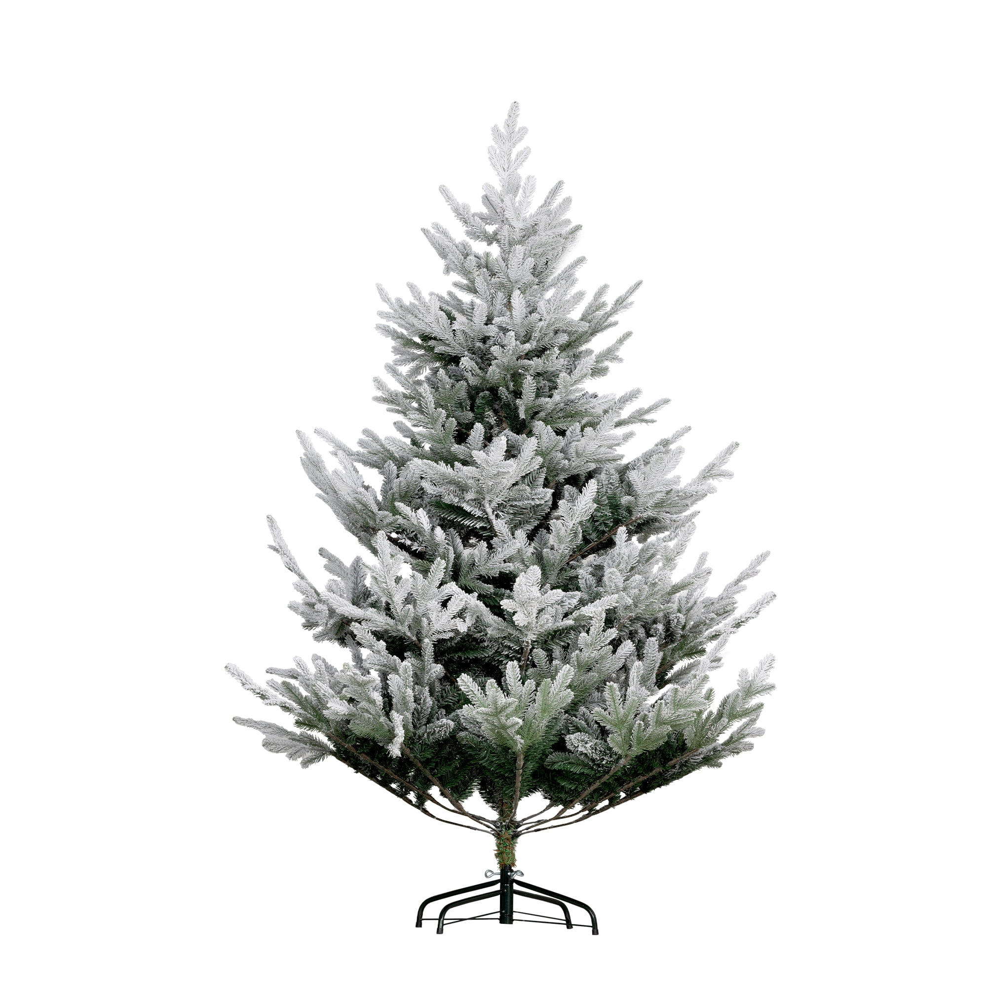 6ft Unlit Snow Flocked Christmas Tree Auto-Open Branches Flame Retardant Indoor Holiday Decor