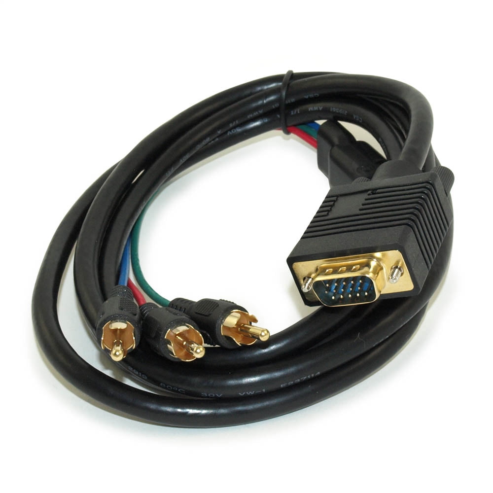 6ft VGA/HD15 Video Projector to 3-RCA Component (Y, Pr, Pb) Cable ...