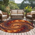 thumbnail image 1 of 6ft Washable Round Rug, Abstract Non-Slip Circle Area Rug for Living Room Bedroom, Swirling Shape Brown Gold Red Marble Texture Modern Indoor Floor Mat for Home Decor, 1 of 9