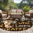 thumbnail image 1 of 6ft Washable Round Rug, Cute Giraffe Non-Slip Circle Area Rug for Living Room Bedroom, Wildlife Animals Love Rustic Farmhouse Rustic Brown Indoor Floor Mat for Home Decor, 1 of 9