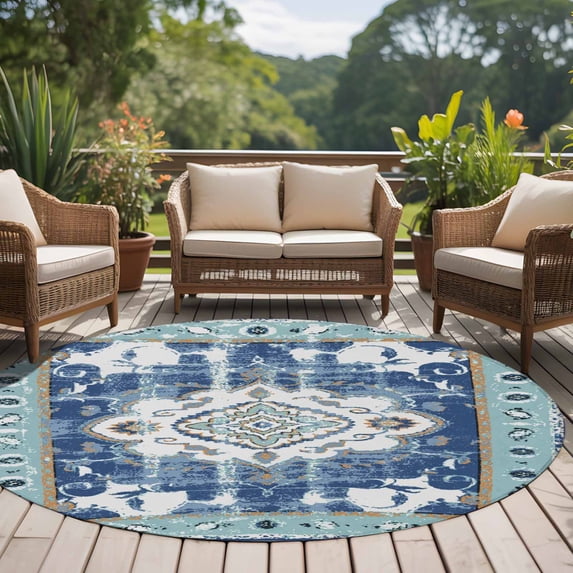 Retro Round Rug 6ft Washable Round Rug, Retro Ethnic Non-Slip Circle Area Rug for ...